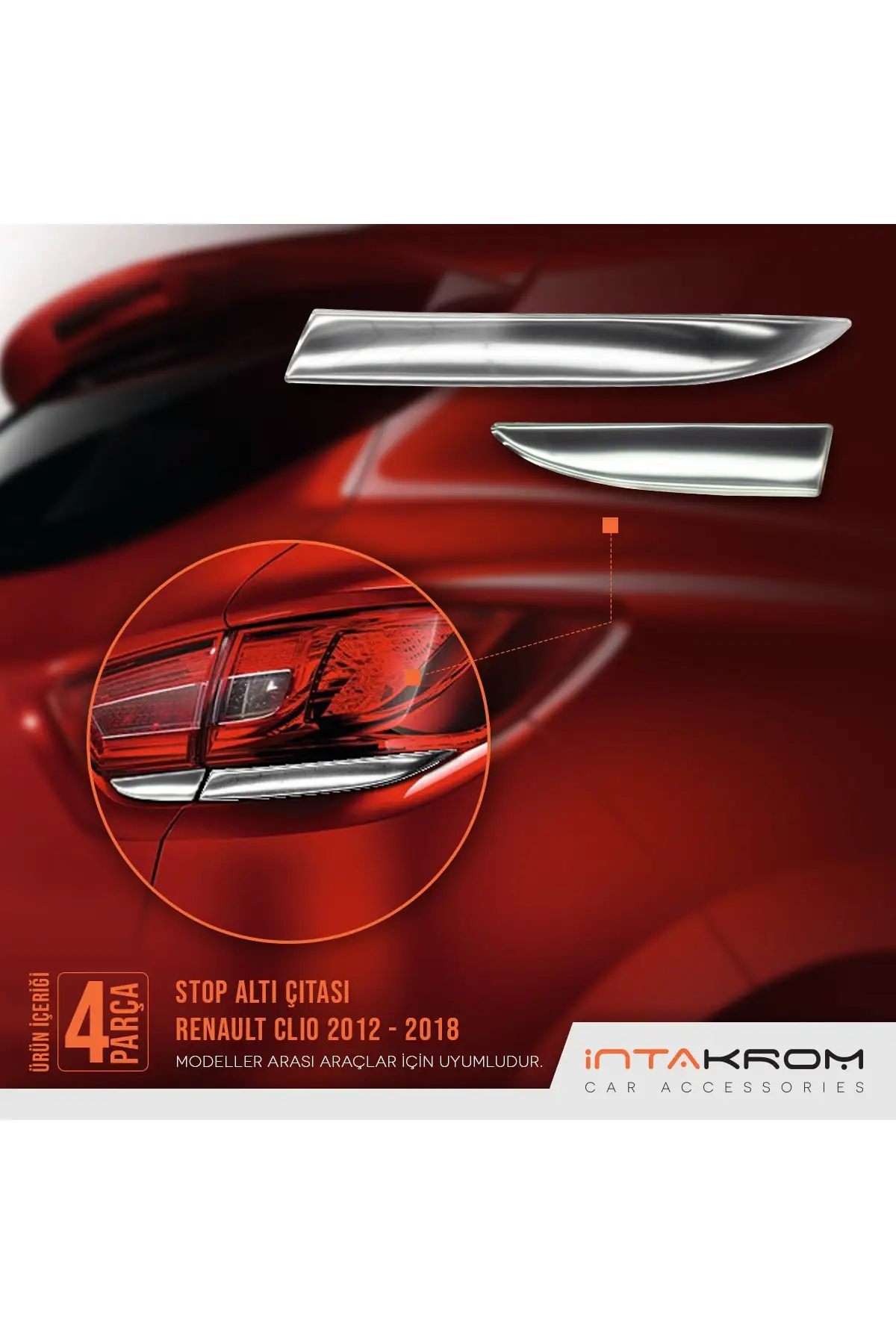 Per Renault Clio 4 Chrome Stop Lower Bat 4 Parti 2012 -2018