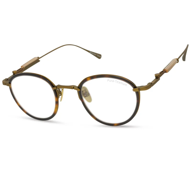 

Newest Retro Round Pure Titanium Gold No Prescription Vintage Optical Glasses Frames For Ladies Men