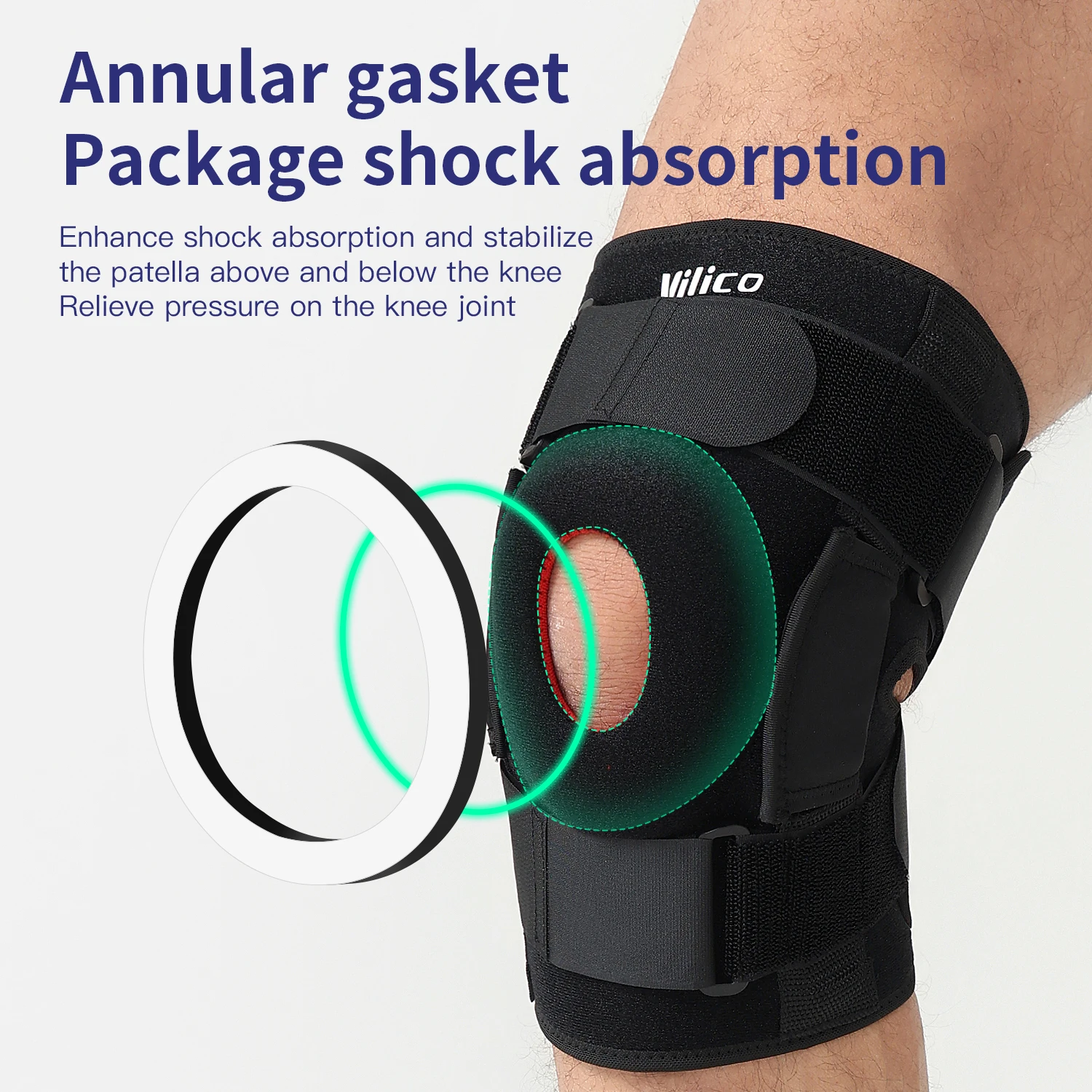 1PCS Professional Sports Safety Knee Support Brace Patella Knee Pads Hole Sports with Metal Plate Black