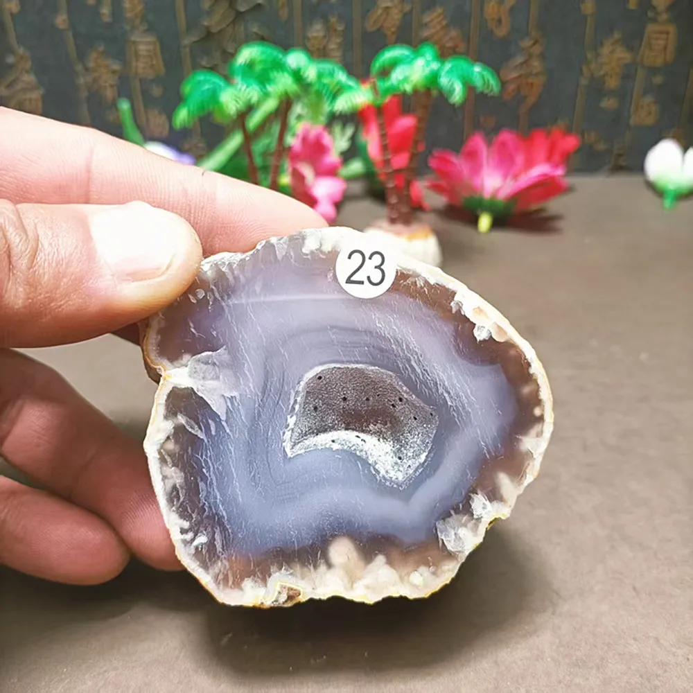 Natural Energy Agate Crystal Hole Tablet, Cluster, Beautiful Home Decor, Reiki Gift, Energy 5