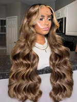 30 40 Inch 250 Density 4/27 Highlight Ombre Blonde Body Wave 13x4 Lace Front Wig Brown Color 13x6 HD Lace Frontal Human Hair Wig 1