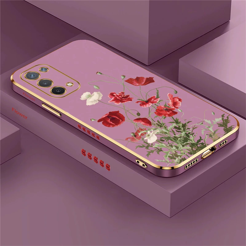 Luxury Plating Silicone Soft Phone Case with Floral Design