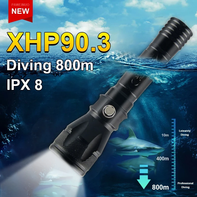 600000 Dazzle Super XHP90.3 Waterproof Diving Torch XHP90 High Power L2 Led Flashlight IPX8 Underwater Lantern | Освещение
