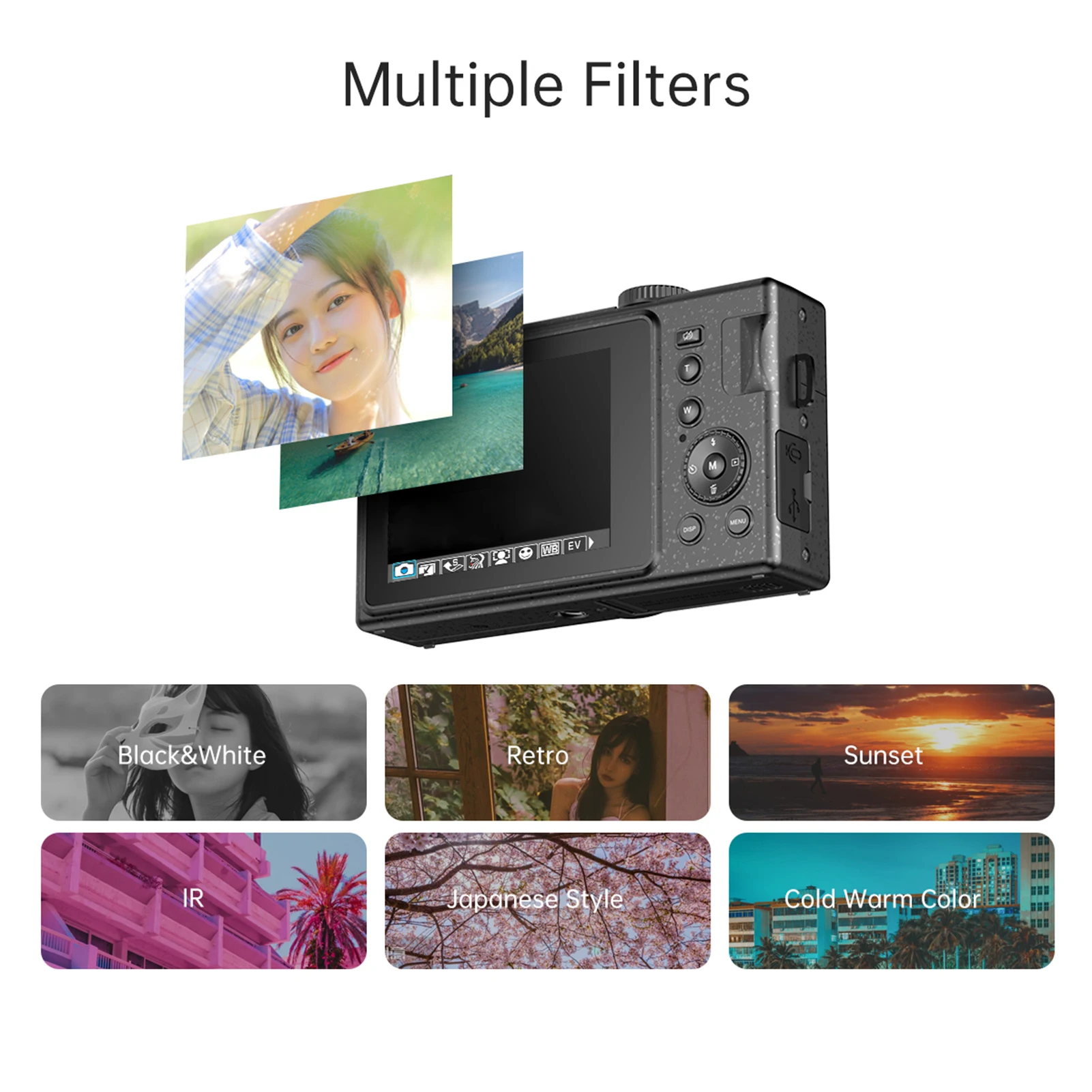 Andoer 1080P Digital Camera Video Camcorder 48MP 3.0 Inch Auto Focus 16X Digital Zoom with Selfie Flash Mirror for Kids Teens