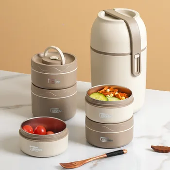 Boîte à déjeuner en acier inoxydable 316 avec fonction micro-ondes, boîte à déjeuner isolée portable avec bol à riz et pot 1