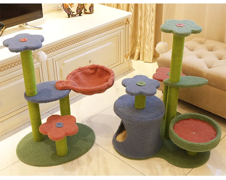 

Flower Cat Climbing Frame Cactus Cat Nest Tree Bed House Pole Grabbing Toy 3D Small Cat Platform Tower Pet Supplies
