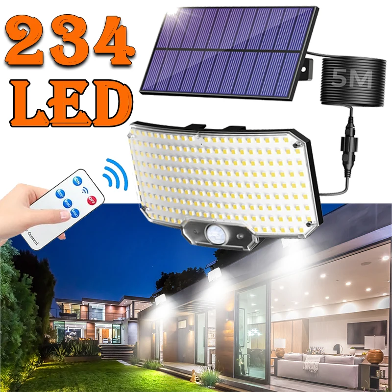 Solar Light Outdoor Super Bright Motion Sensor Solar Strong Power LED Garden Wall Lamp IP65 Waterproof 3 Working Mode