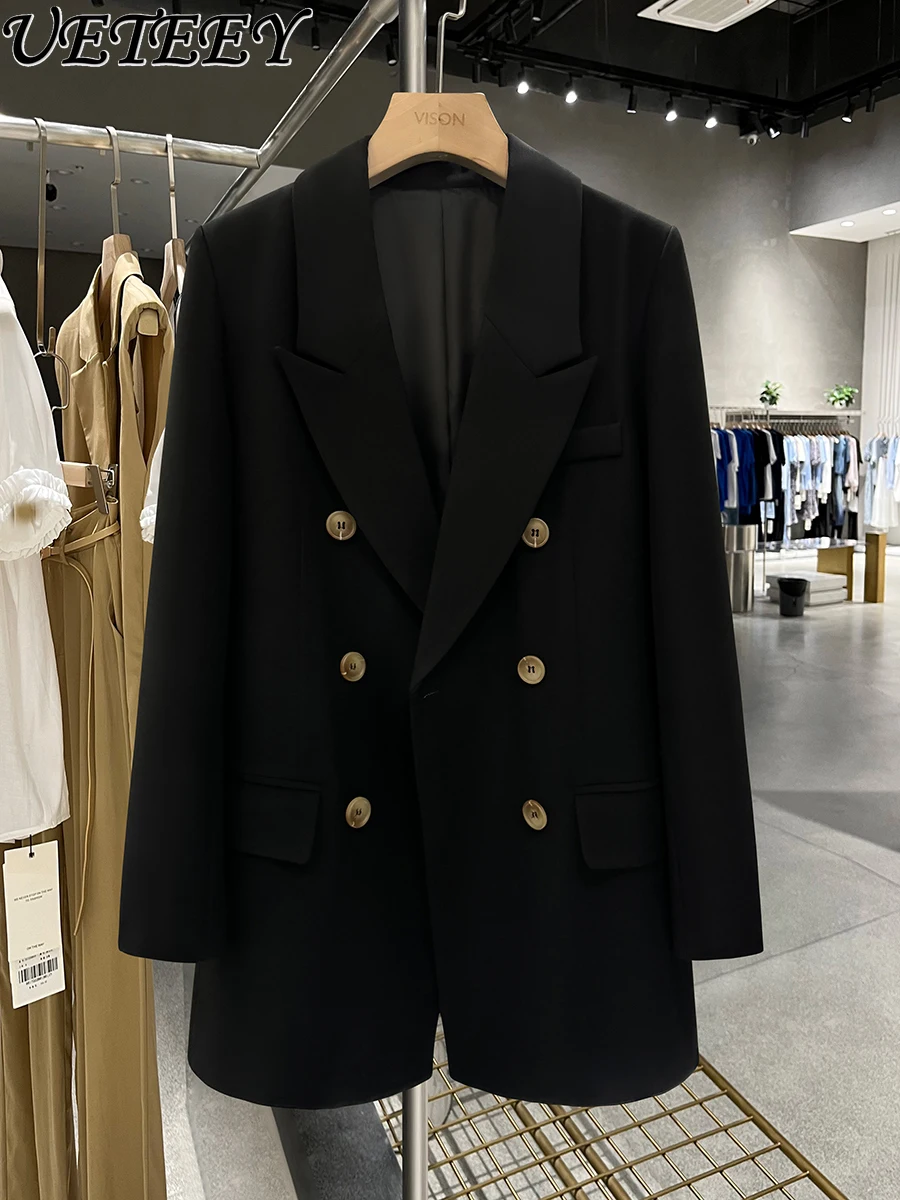 jaqueta-feminina-preta-de-carreira-terno-lisonjeiro-estilo-hepburn-roupas-formais-casaco-de-entrevista-nova-moda-primavera-outono