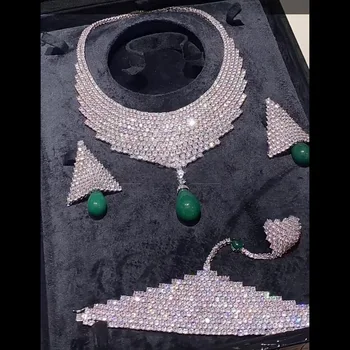 GODKI Luxury 4PCS Green Agate UAE Jewelry Set For Women Wedding Engagement Party Cubic Zircon Dubai Bridal jewelry Set 2026 1