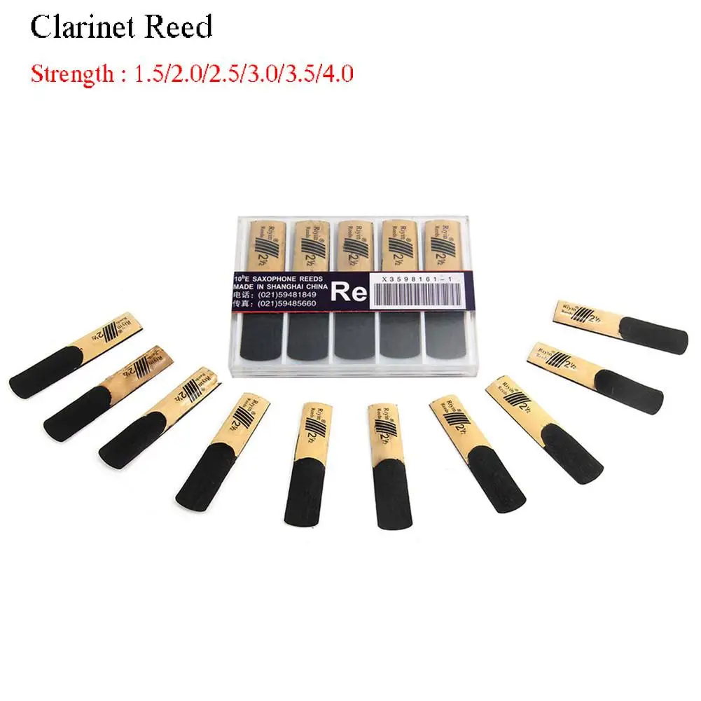 Clarinet and Saxophone Accessories 10pcs Clarinet Reeds Set Strength 1.5/2.0/2.5/3.0/3.5/4.0 Wind Instrument Reed