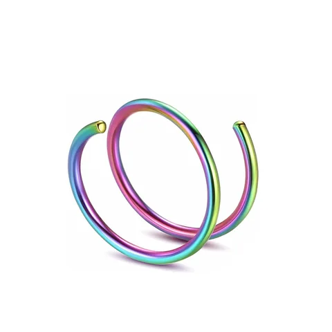 PC Double Layers Stainless Steel Nose Ring for Women Men 20G Nose Hoop Rings Ear Cartilage Tragus Helix Piercings Jewelry