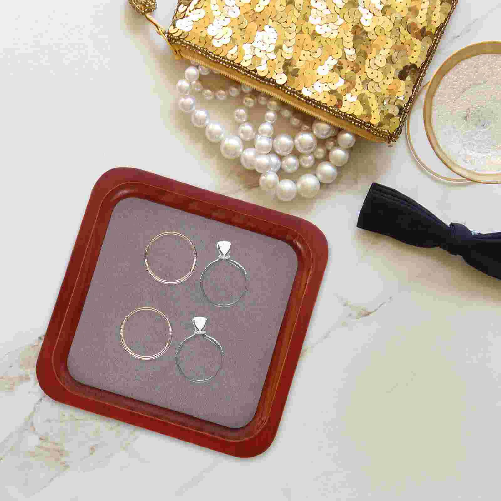 

Wooden Jewelry Tray Display for Selling Organizer Jewlery Necklace Dish Holder Earring Flannel Storage