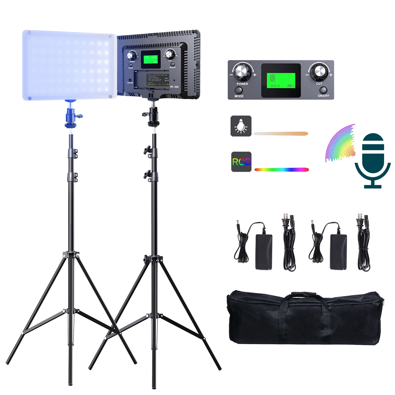 

Travor Sound Controlled Photography Lighting Super Slim LED Photo Panel Lamp Dimmable RGB LED Video Light Kit for TikTok