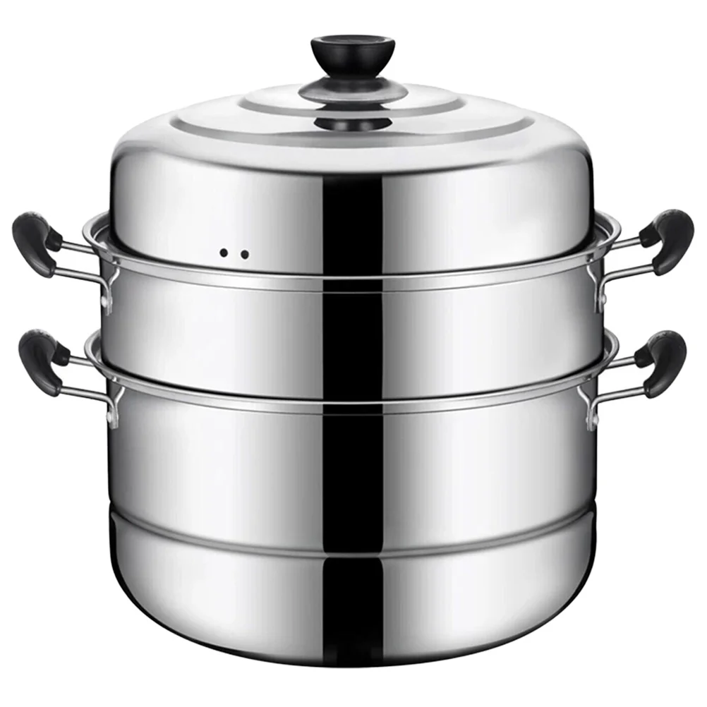 

Stainless Steel Steamer Three Layer Pot Home Stockpot for Stackable Steaming Soup Useful