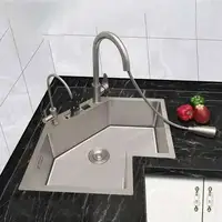 อ่างล้างจานมุมเดี่ยว รุ่นพิเศษ ทันสมัย สแตนเลส อ่างล้างจานครัวขนาดเล็ก อ่างล้างจานสำหรับอพาร์ทเมนต์ขนาดใหญ่ อ่างล้างจานครัวรูปตัว L พร้อมอุปกรณ์เสริม 3