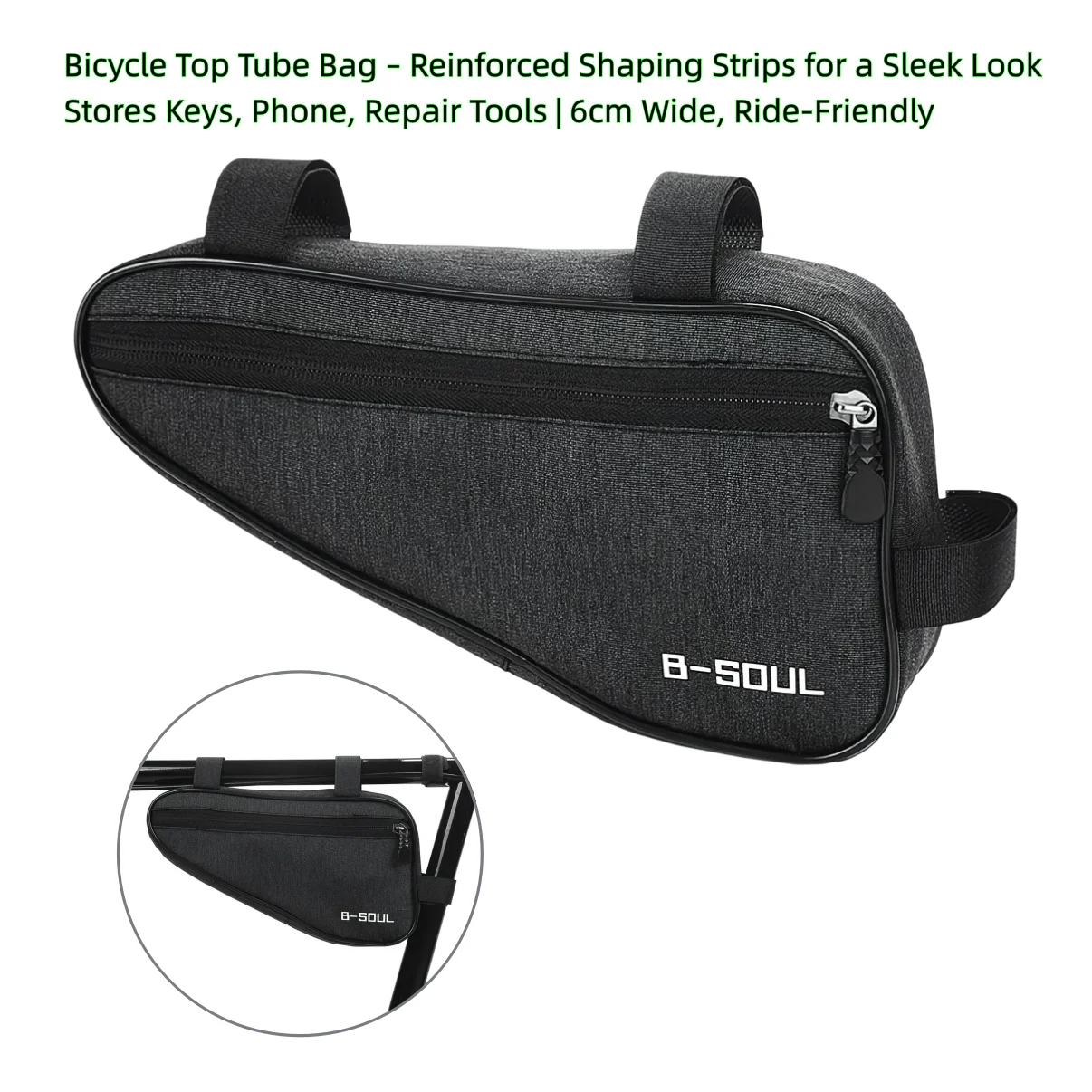 Reinforced Edge Bicycle Triangle Bag – Rigid-Support Design for Front Tube, Frame & Saddle – MTB Cycling Pouch