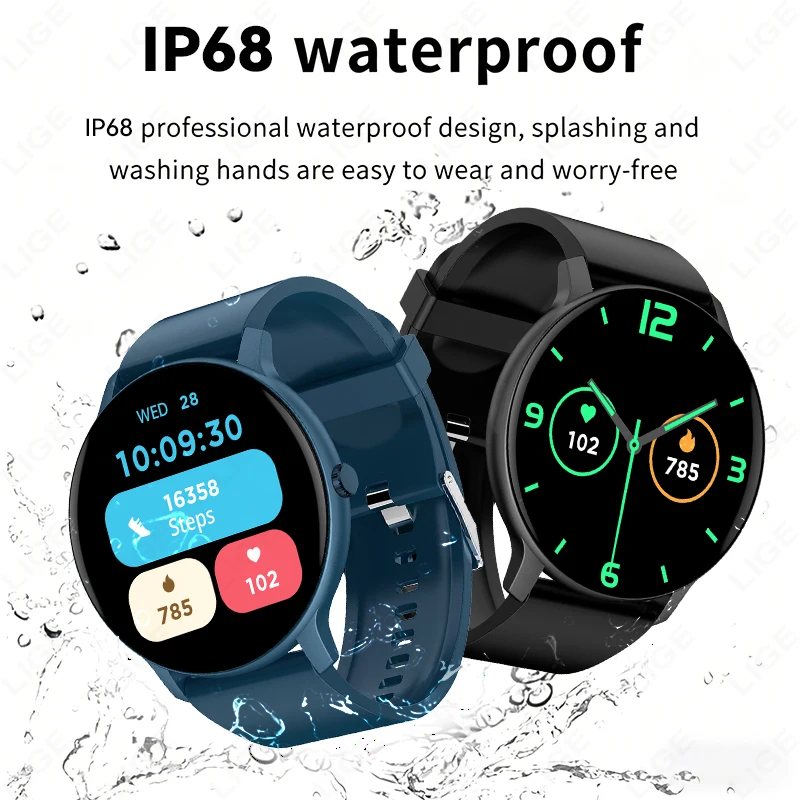 LIGE Nuovo Smartwatch per Uomo e Donna, Compatibile con Android e iOS, Schermo HD da 1,26'', Chiamate Bluetooth, Monitoraggio Ossigeno nel Sangue e Pressione Sanguigna - immagine 3