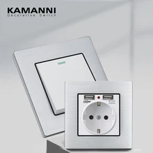 

FLKL Silver 2Way With Indicator Lightes Wall Switch Power Light Switch Luxury Push Button Switches Aluminum Alloy Surface