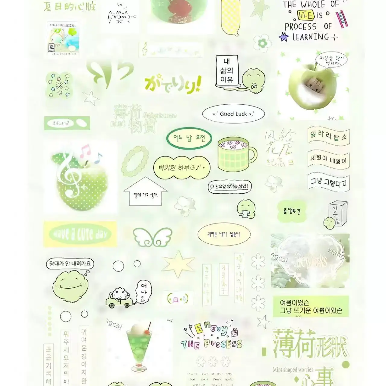 인스 펭우미안 코딩 스티커북은 크고 두꺼운 소녀풍 하트 학생 DIY 장식 풍경 재료 선물 추천입니다.