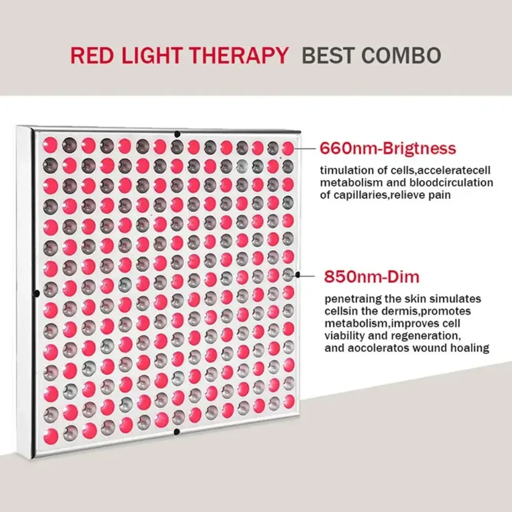 NEW 45W Red LED Light Therapy Panel, Deep Red 660nm and Near Infrared 850nm LED Light Therapy Combo 225 Beads Lamp Panel