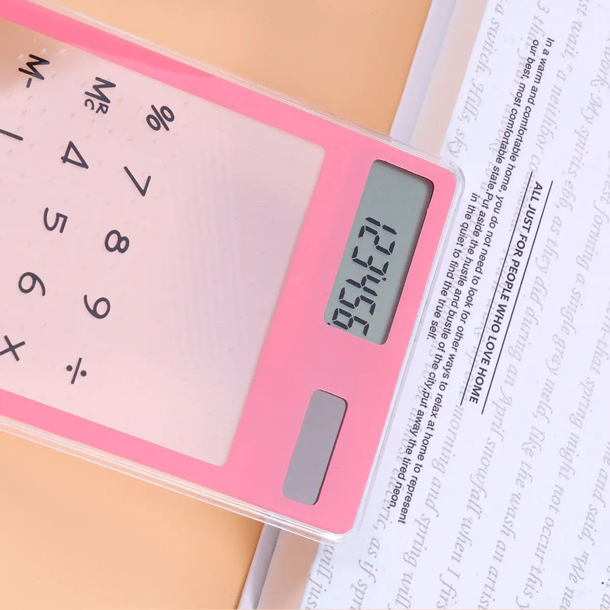 태양열 계산기 - 얇은 투명 터치 패널 8자리 디스플레이 휴대용 사무실 학교 용품 미니 충전식
