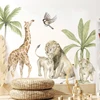Boho Large African Lion Giraffe Wild Animals Tropical Tree Watercolor Wall Sticker Nursery Wall Decals Kids Boys Room Home Decor 1