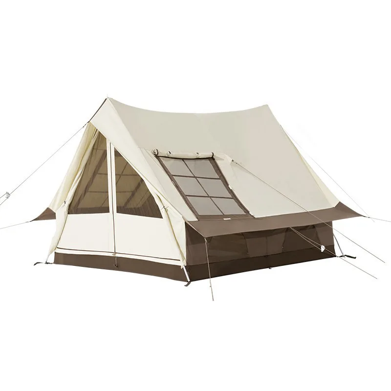 Cotton Roof Tent Outdoor Camping Anti-mosquito And Rain-Proof Camping Tent Large Window Herringbone