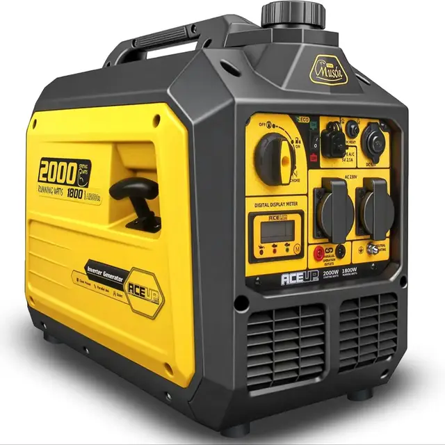 Générateur à onduleur Aceup Energy 2000W, super silencieux, 4 temps, 230V/12V/USB, affichage numérique, portable 19,6 kg, camping/extérieur 1