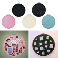 Canvas Leather Embroidery Hoop for Display Pins Buttons Wall Decoration Home Gift Decorative Brooch Pins Organizer 87HA 1