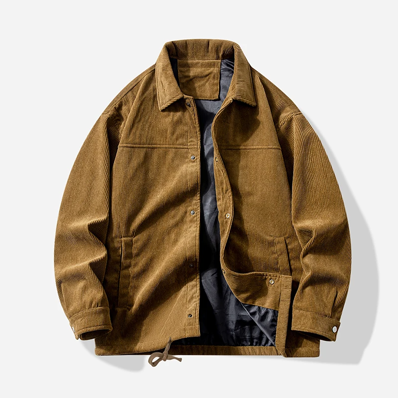 

Autumn Oversize Corduroy Jacket Men Vintage Baggy Coat Fashion Korean Streetwear Button Outerwear Tops Clothing Male Plus Size