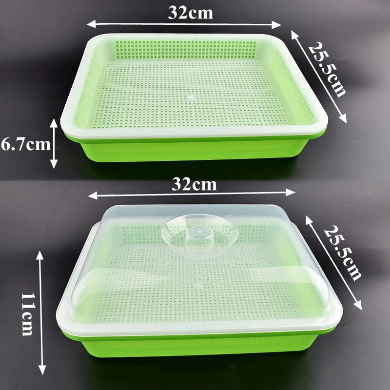 Sprout Dish Growing Pot Food PP Vegetable Hydroponic Planter Seed Sprouter Tray With Cover Home Plants Germination Nursery Tray
