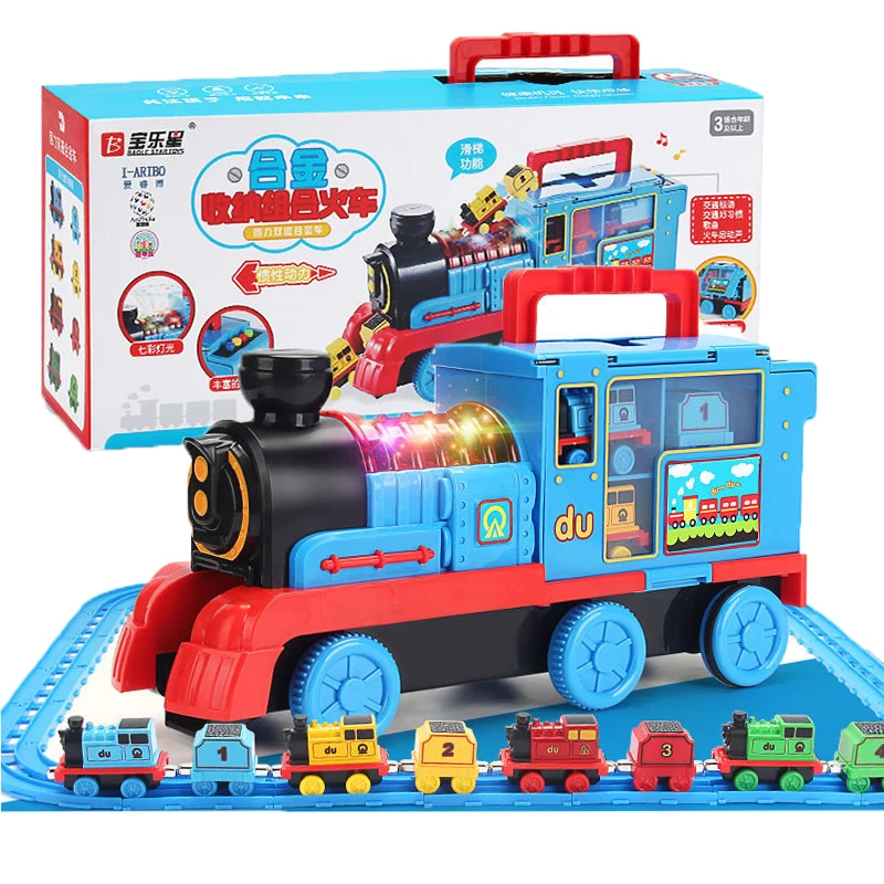 Thomas and Friends Sound and Light Orbital Track Railway Racing Track Thomas Storage Box Toy with Alloy Cars Set Kids Toys Gift