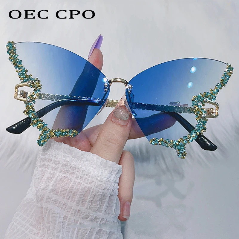 Beaupretty Schmetterling Sonnenbrille – Randlos Mit Diamanten, UV-Schutz