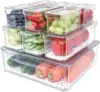 Stackable Refrigerator Organizer Bins with Lids, BPA-Free Produce Fruit Storage Containers for Storage Clear for Food 2