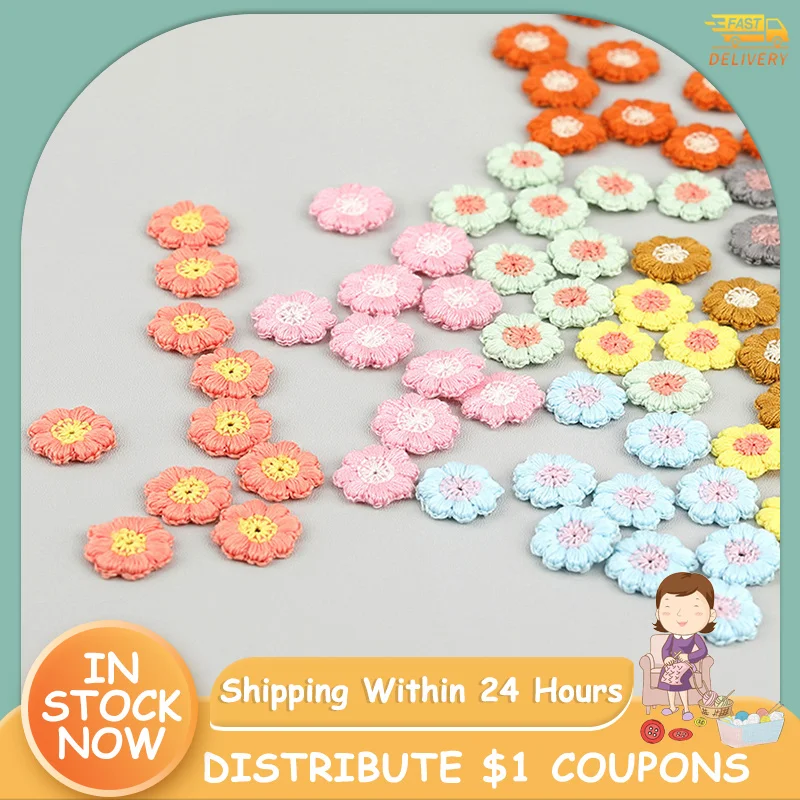 Clothes Applique 50pcs/lot Small Flower Patches Hand Stitch On Applique For Clothes Embroidered For Clothing DIY Motif Stripes Clothes 20mm