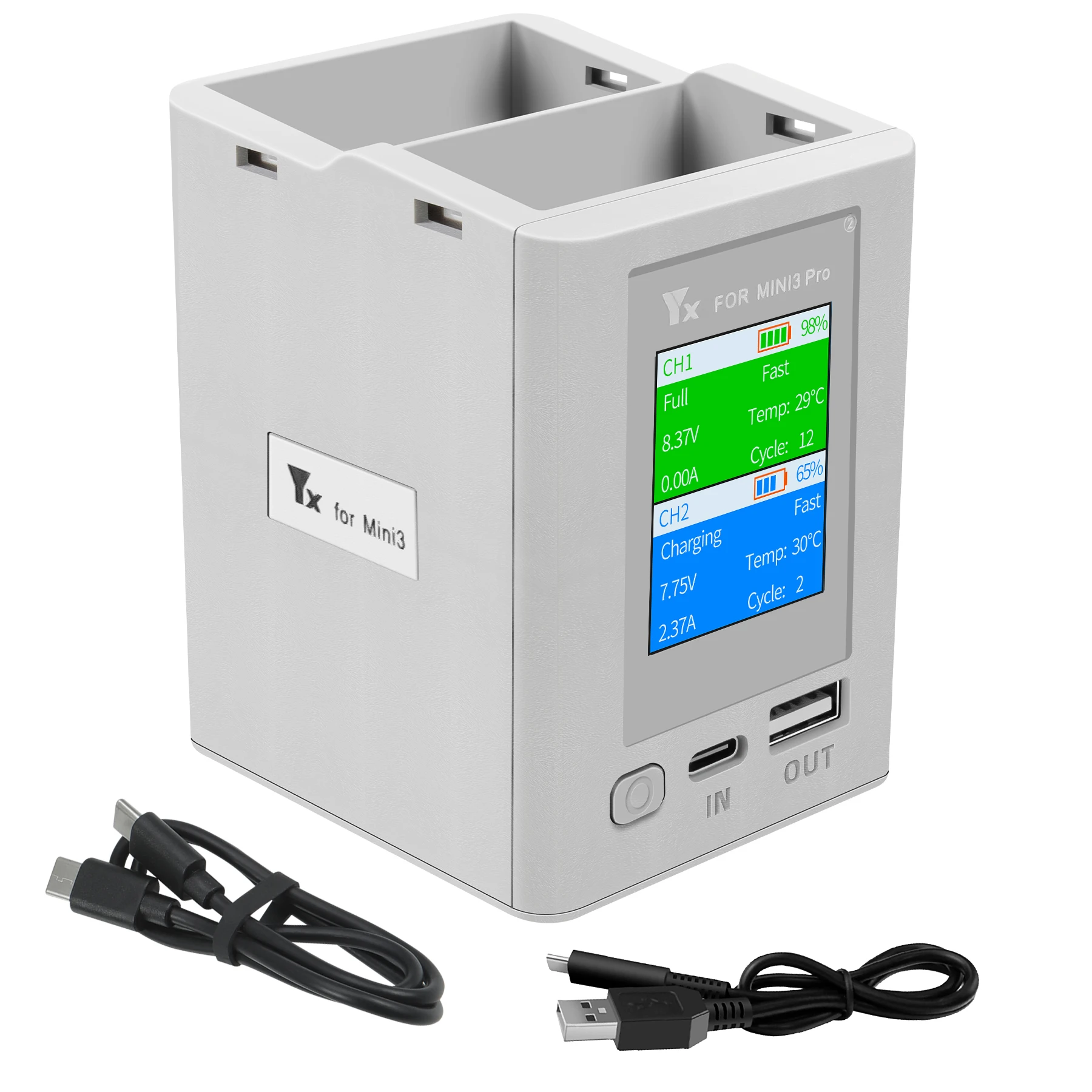 

Charger Hub for DJI Mini 3 Pro Mini 4 Pro Screen Display Digital Intelligent Fast Charging 2 Batteries for Mini 3 Accessories