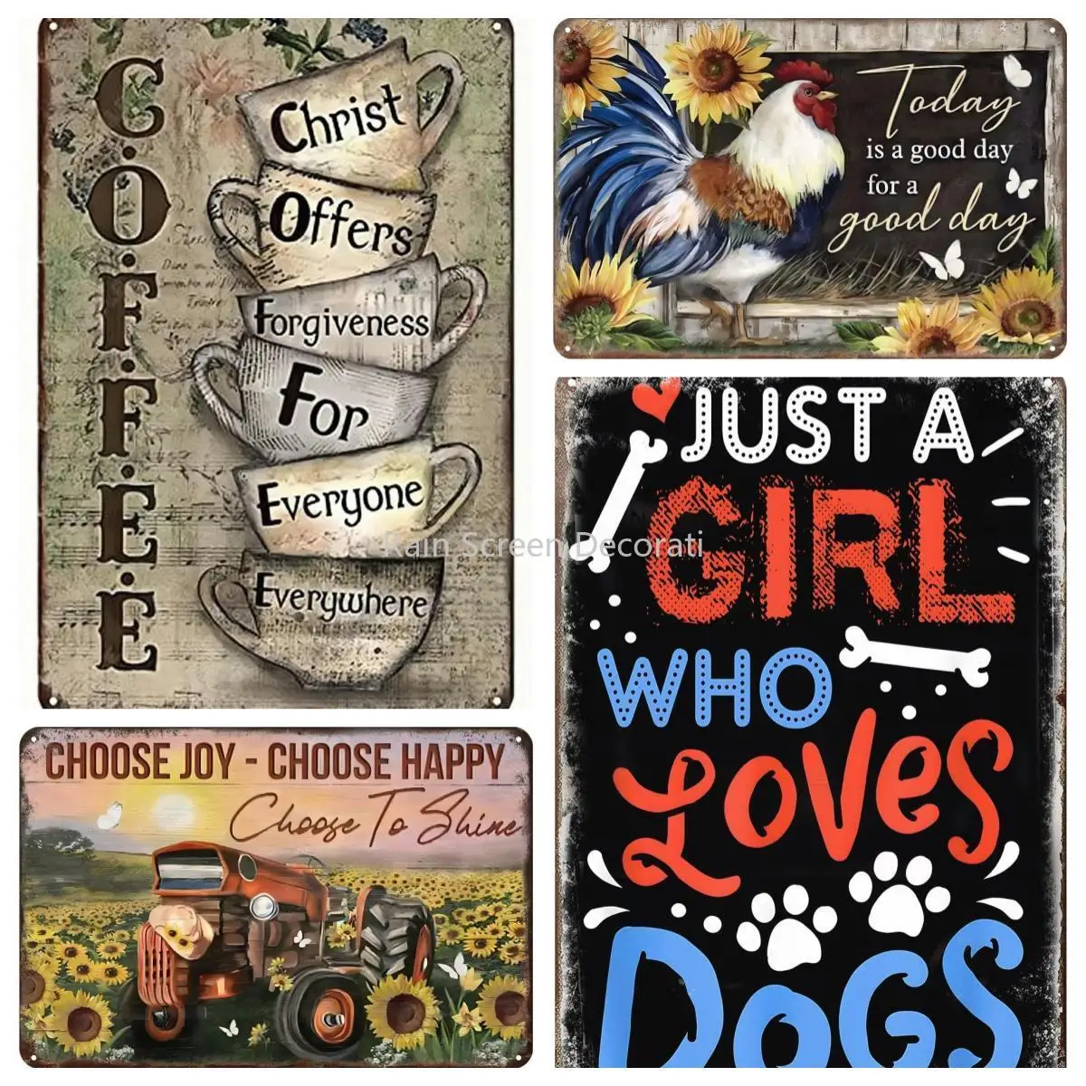 

Vintage Funny Farm Rooster Coffee House Metal Tin Sign Wall Decor Plaque for Home Kitchen Bathroom Bar Farmhouse Decor Posters
