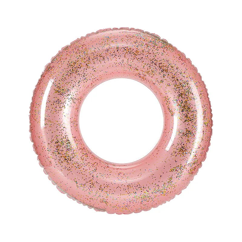 factory hot sell customize inflatable swim ring adults and kids floating toys for pool pvc material glitter swim tubes