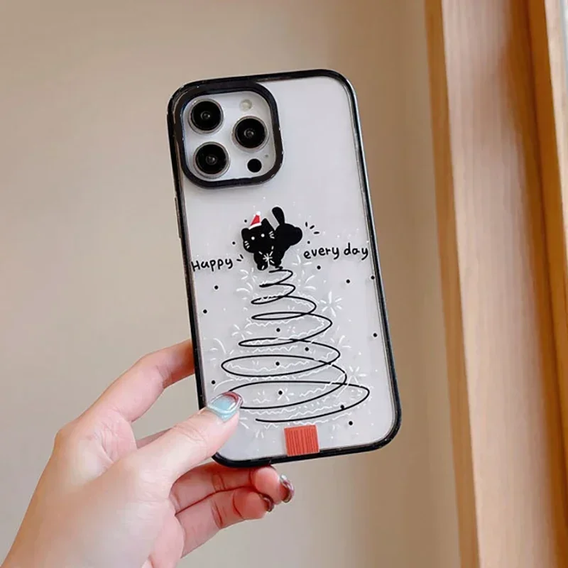 

Upgrade Acrylic Border Cat Christmas Phone Case Cover for IPhone 11 12 13 14 15 Pro Max Case for IPhone 15 Pro Max