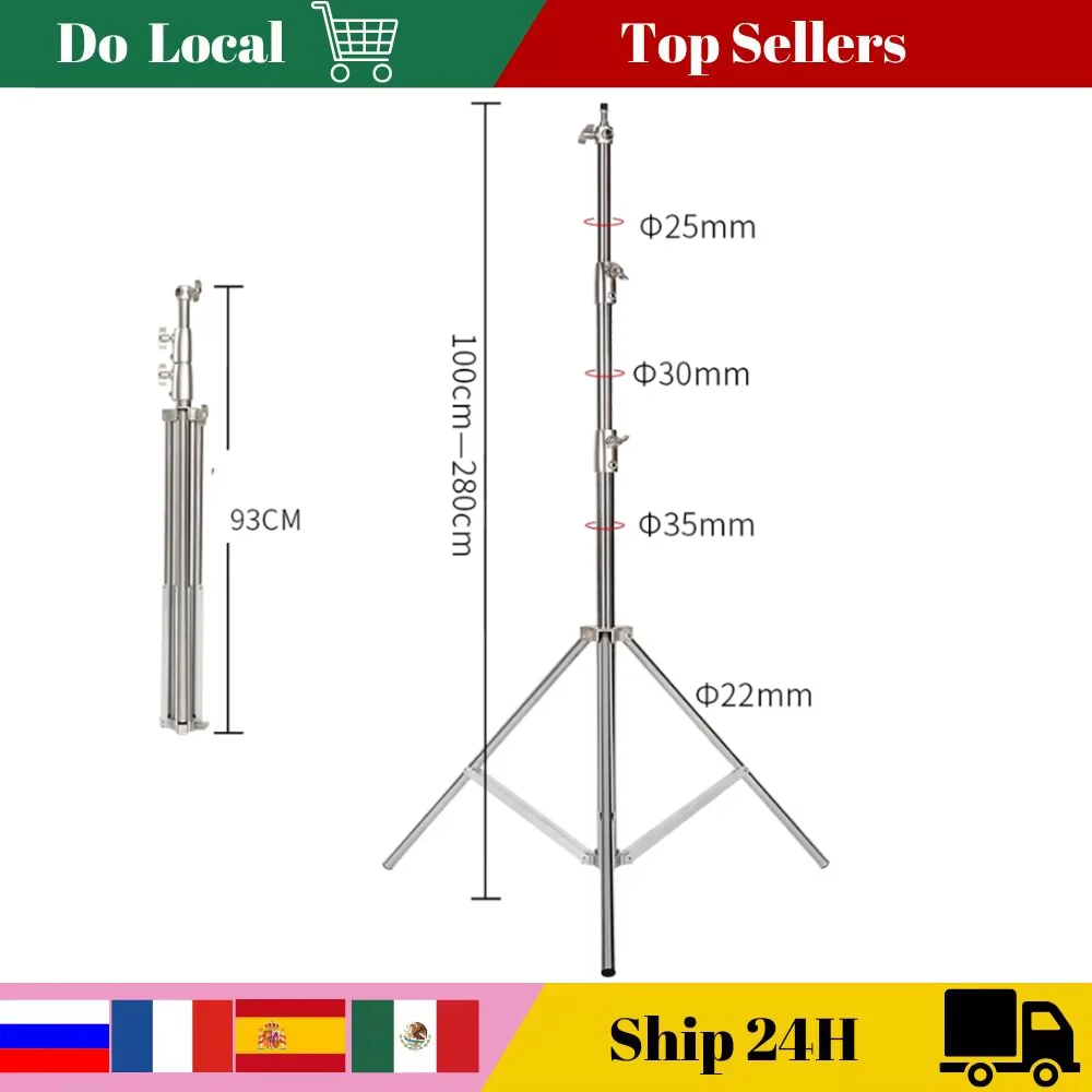 290cm Air Pressure Tripod Bearing 10kg for Camera Stainless Steel Light Stand For Ring Light Live Youtube and Photography Soft