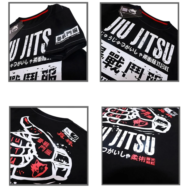 Sports apparel mens t shirt Vszap Jiu-Jitsu Rash Guard Short Sleeve MMA T Shirt Men Women Muay Thai Shirt BJJ Kickboxing Jersey Sanda Fight Boxing Clothing