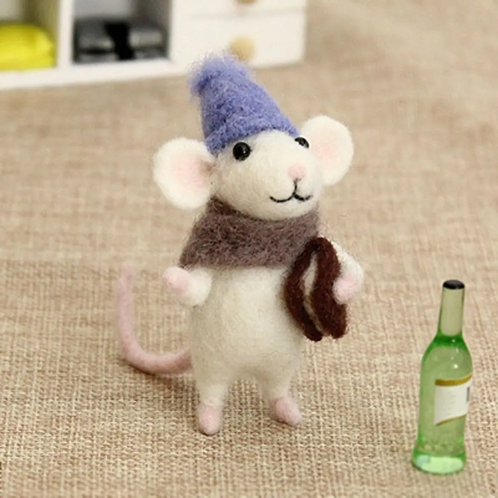 Needle Felting Kit Wool Felting Kit Needle Felting Painting Kit DIY Mouse Wool Felting Toy Kit