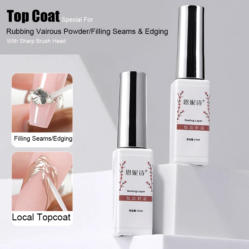 12ml Magic Mirror Powder Topcoat UV Nail Art Gel Polish Manicure Filling Seams Edging Top Coat Sealing Layer Rubbing Aurora Dust
