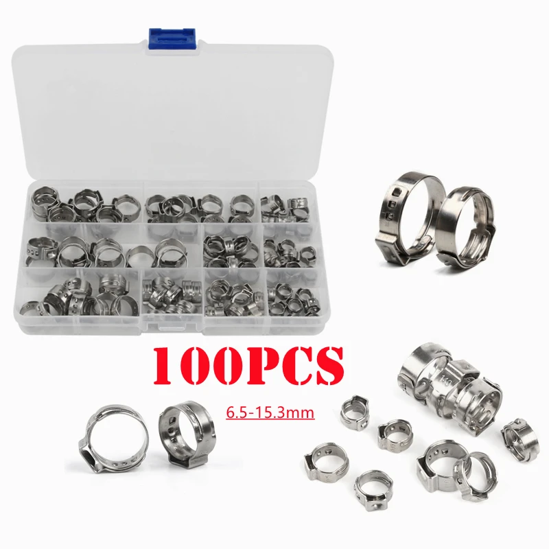 Kit de pinces pour tuyaux en acier inoxydable 100, 5.3 à 15.3mm