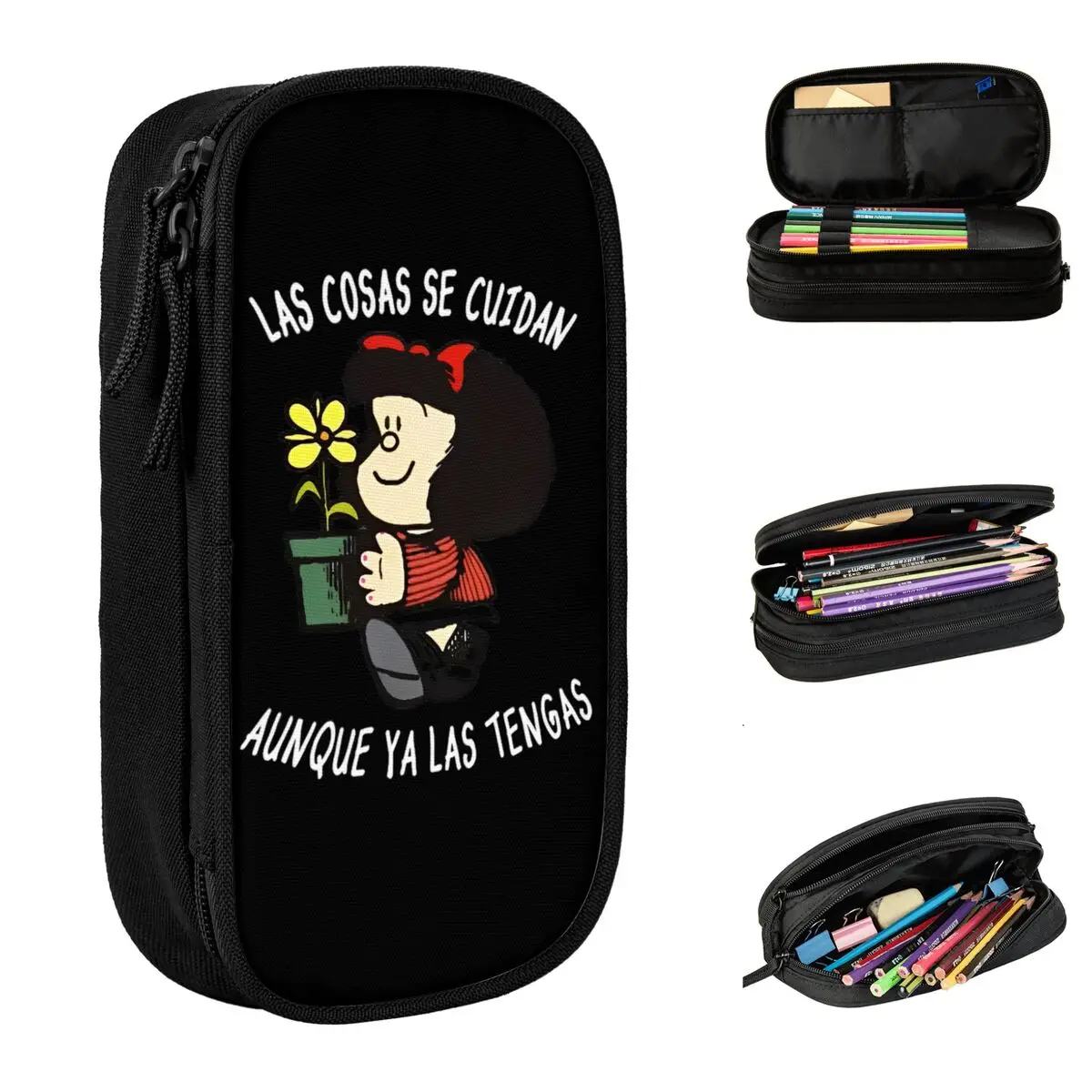 Mafalda Mafie Cartoon Pencil Cases Kawaii Anime Pen Holder Bag Girl Boy Large Storage Office Cosmetic Pencilcases