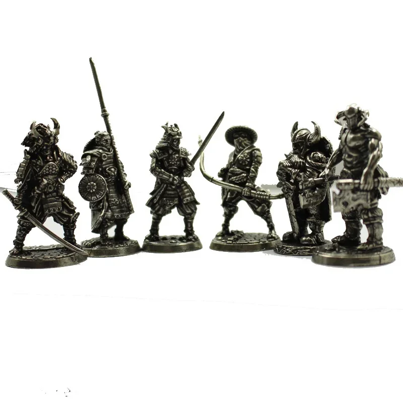 White Copper Viking Swordsman Figurine - Metal Brass Soldier Ornament Craft Decoration Accessory