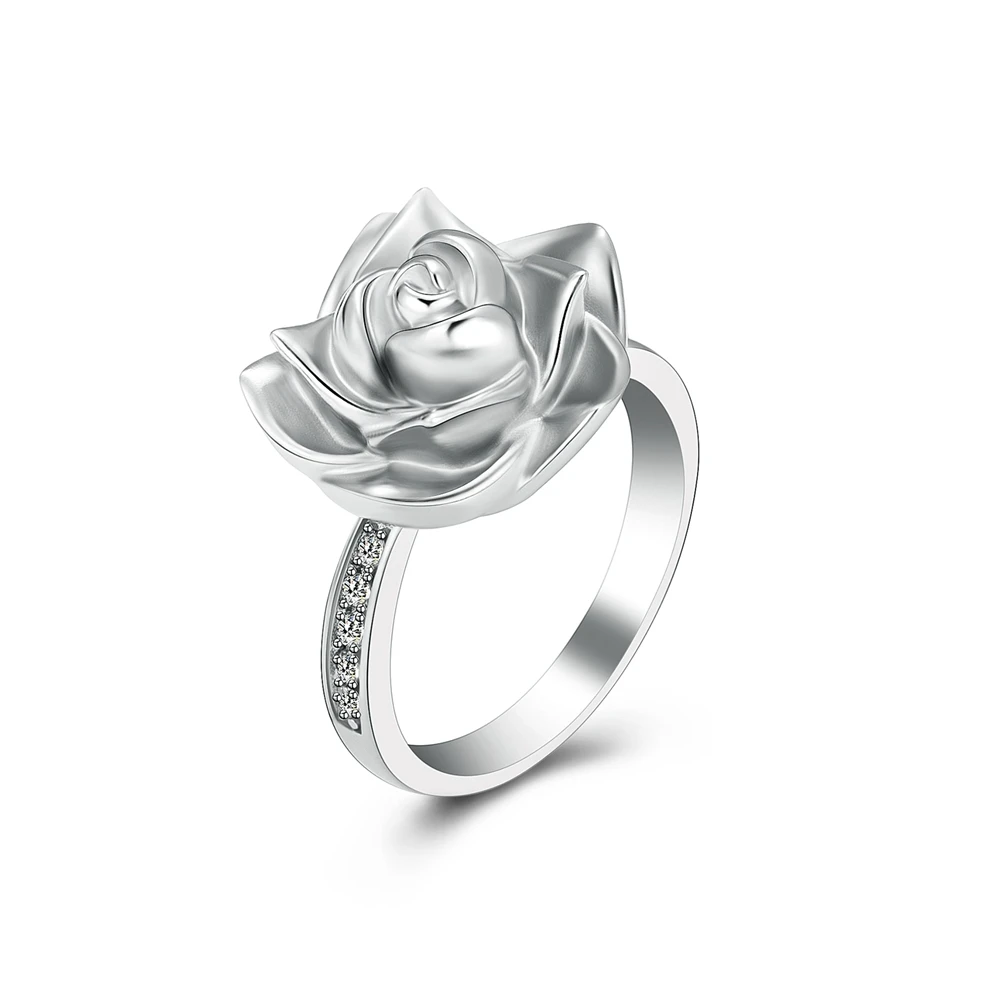 Romantic Rose Urns Ring For Woman Stainless Steel Cremation Jewelry For Ashes Customizable Memorial Keepsake Rings