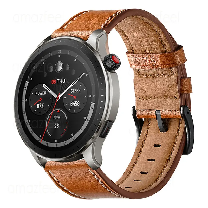 Pulseira de Relógio de Couro Genuíno para Amazfit Gtr 2e Relógio Inteligente Gts Mini Gts Mini Gts Stratos 3