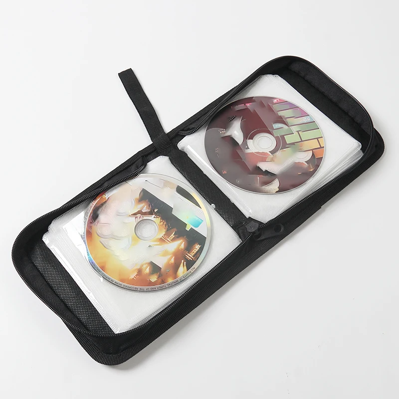 1pc Portable CD/DVD Zipper Storage Case-Holds 40 Discs, Travel-Friendly Wallet Binder, Organizer for Car & Home Use-Protecti