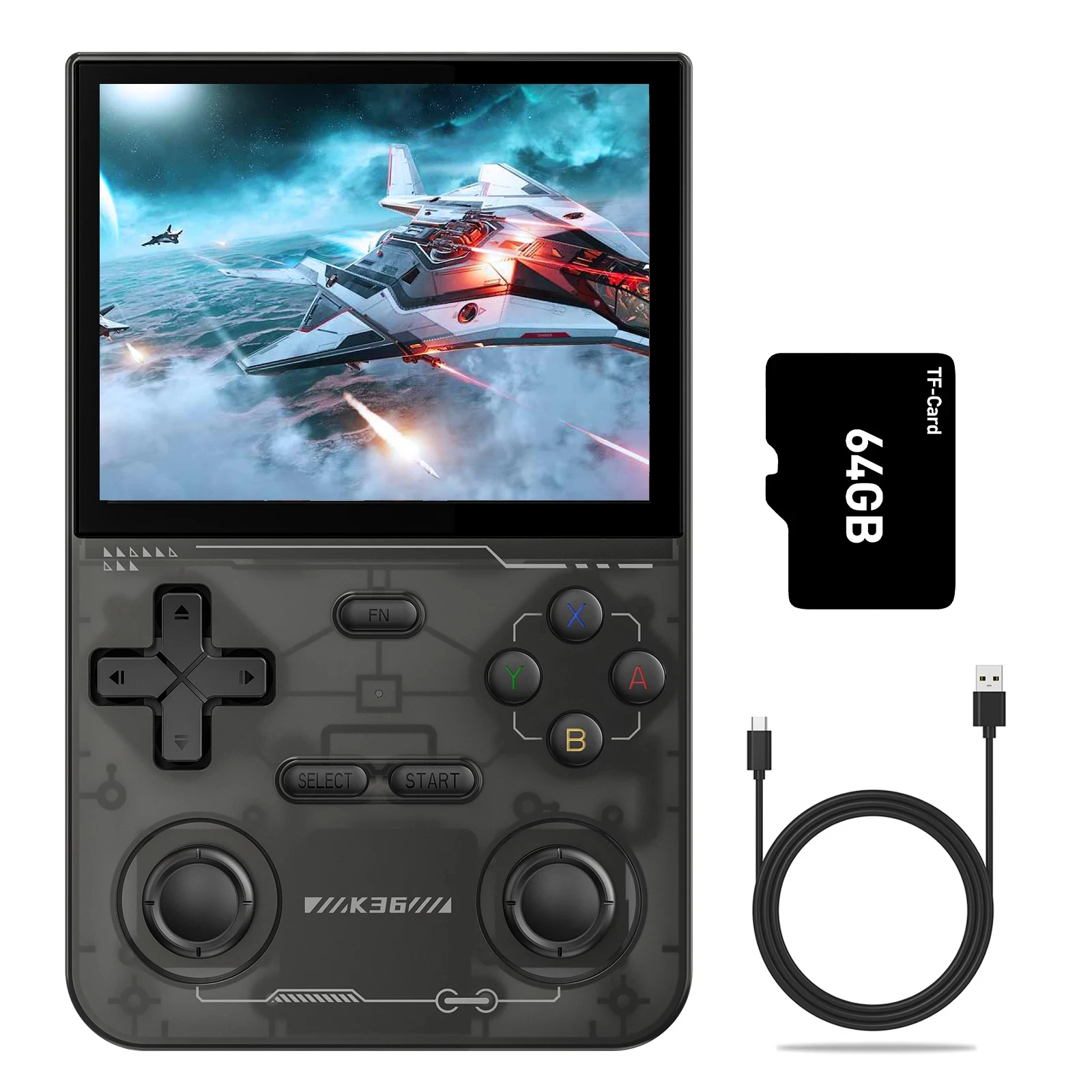 K36 3.5Inch IPS Screen 64GB Memory Classic Games Portable Handheld Open Source Game Console_voghion.com